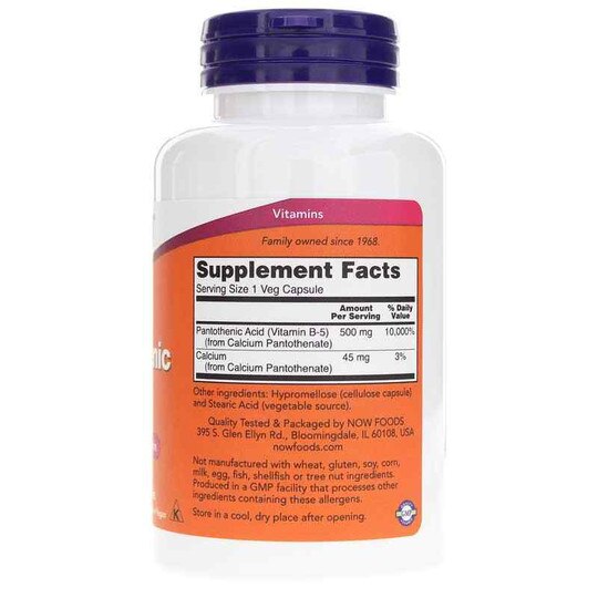 Pantothenic Acid 500 Mg, NOW